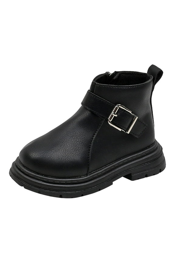 Boys Work Boots Lace Up Combat Boot Side Zipper Comfortable Toddler Boots Girls Black (Toddler/Little Kid),9.5