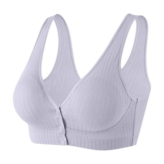 CAICJ98 Bra for Seniors, Front Snap Closure Bras, Front Snaps Women's Bra Grey,3XL(44)