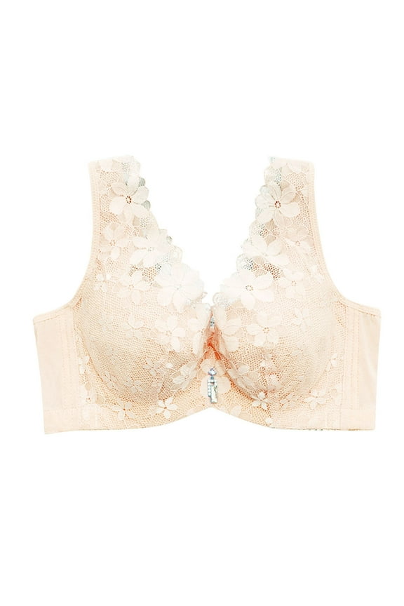 Bra for Women Lingerie Bra Bralettes for Women with Support, No Underwire Plus Size Bras for Women Beige,40C