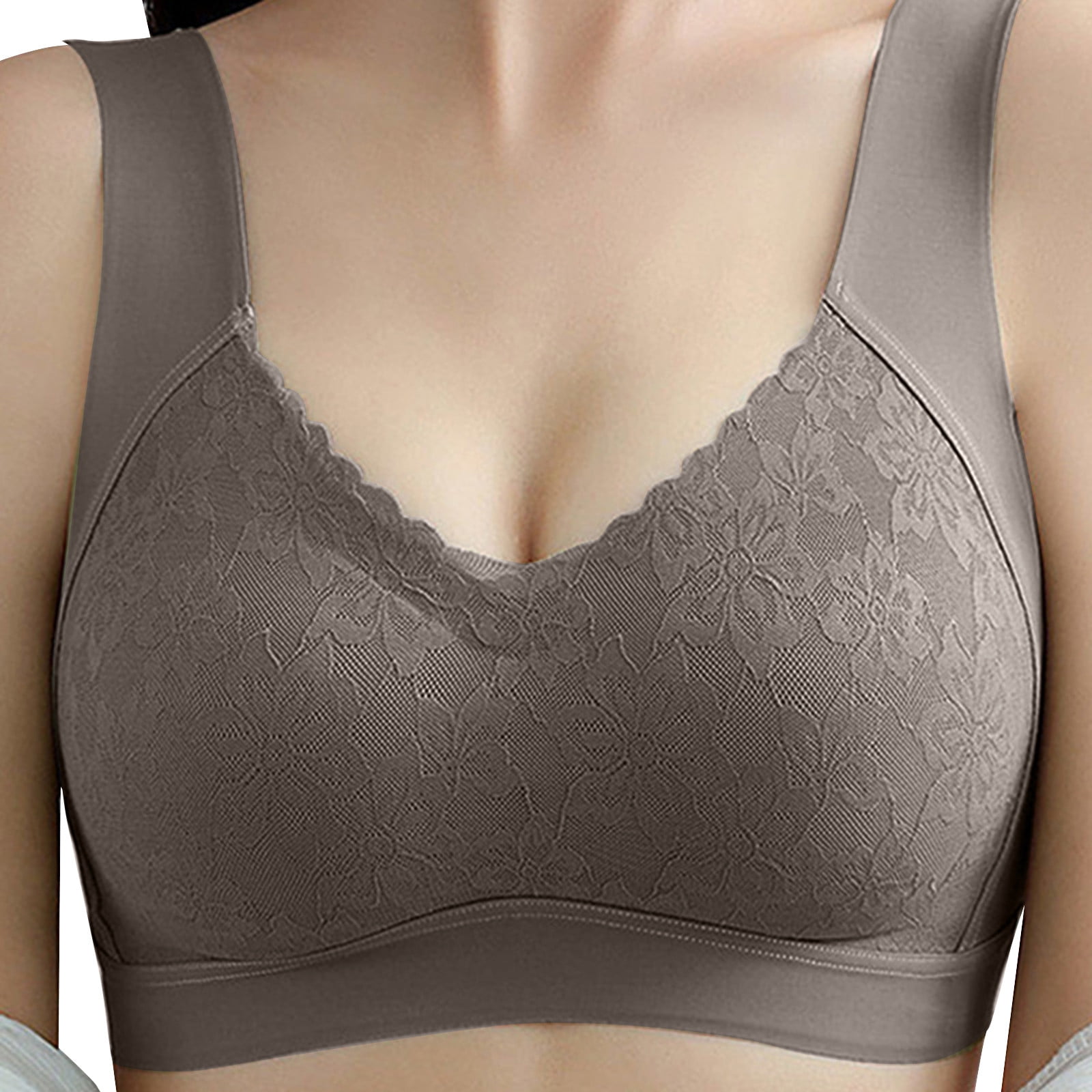 CAICJ98 Bras For Women Women's Plus Size Full Coverage Non Padded Wireless  Minimizer Bra -Comfort and Double Support C,XXL 