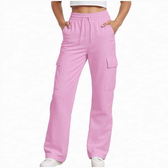 CAICJ98 Cargo Pants for Girls Baggy Joggers Pants with Pockets Girl Sweatpants (Pink,6-7 Years)