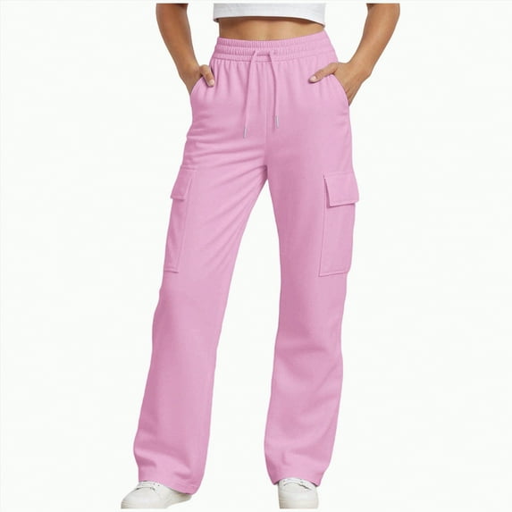 CAICJ98 Cargo Pants for Girls Baggy Joggers Pants with Pockets Teen Girls Sweatpants (Pink,12-13 Years)