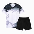 thumbnail image 1 of CAICJ98 Children's Football Uniform Set, Boys and Girls Training Short-Sleeved Youth Team Uniform for Kids (Black,9-10 Years), 1 of 4