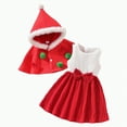 thumbnail image 1 of CAICJ98 Christmas Outfits for Toddler Baby Girls Santa Red Hooded Cape with Plush Trim Sleeveless A Line Tank Dress Set Toddler Baby Girl Christmas Dress (Red,18-24 Months), 1 of 7