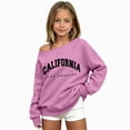thumbnail image 1 of CAICJ98 Cute Sweatshirts for Teen Girls Lightweight Off The Shoulder Shirts Kids Girls Oversized Letter Print Pullover Long Sleeve Y2K Trendy Loose Fit Tunic Tops, Size 5-6 Years, 1 of 5