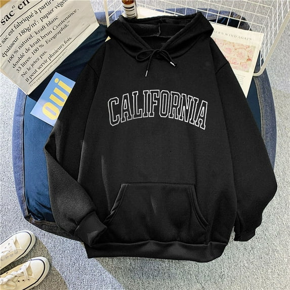 CAICJ98 Cute Womens Hoodies Women's Oversized Sweatshirt Y2K E-Girl Hoodies Pullover for Teen Girls Long Sleeve Jackets Baggy Streetwear Black,XL