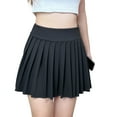 thumbnail image 1 of CAICJ98 Denim Skirt Skirts for Women Pleated A-Line Skirt Anti-Burnout Solid High Waist Short Skirt Black,S, 1 of 4