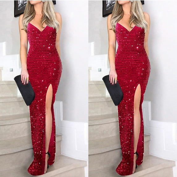 CAICJ98 Fall Dresses for Women 2023 Wedding Guest Women Casual Dresses V Neck Long Sleeve Twist Front Waist Ribbed Knit Bodycon Slit Dress Party Midi Dress Red,S