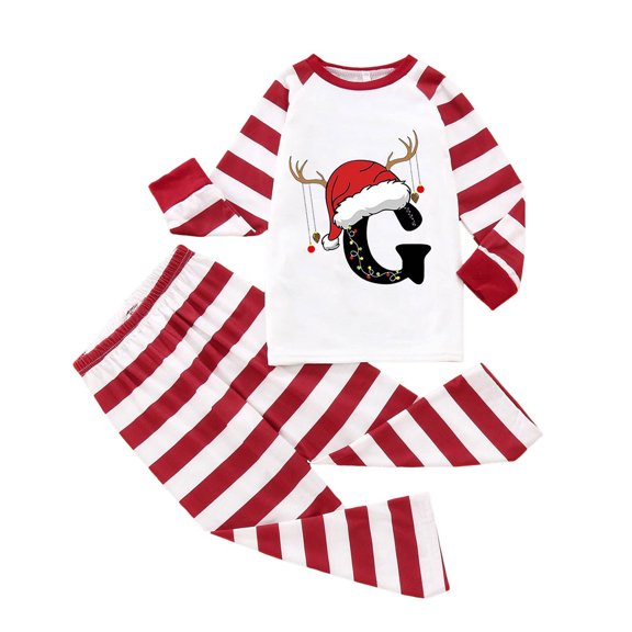 CAICJ98 Family Matching Christmas Pajamas Holiday Xmas Letter Print Stripe Sleepwear Set for Dad/Mom/Kid/Baby,2-9 Years