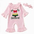 thumbnail image 1 of CAICJ98 My First Christmas Boy Girl Outfit Long Sleeve Christmas Tree Romper Jumpsuit with Headband Newborn Infant One Piece Winter Clothes,Size 3-6 Months, 1 of 9