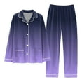 thumbnail image 1 of CAICJ98 Flannel Pajamas Women Women Pajamas Matching Set Holiday Pajamas Women's Classic Button Down Long Satin Pajama Set with Pockets Flannel Pajamas Women Petite Size 3XL,Purple, 1 of 3