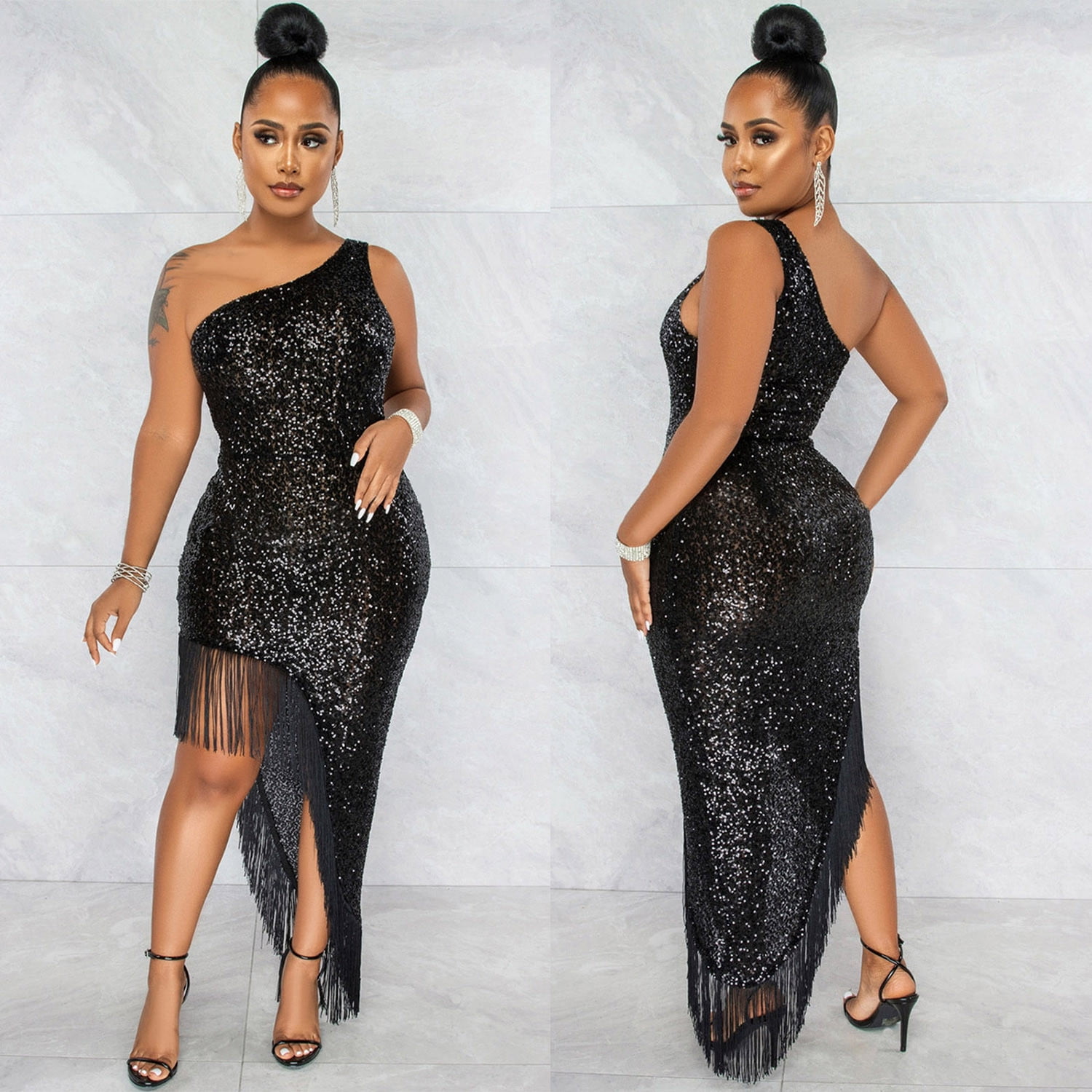 ワンピース GCDS Woman Dress Black AI22W670813 02 CAICJ98 Formal Dresses for Women 2023 Women's Long Sleeve