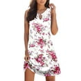 thumbnail image 1 of CAICJ98 Gauze Dresses Summer Dresses for Women Trendy Keyhole Sleeveless Tank Sundress Boho Floral Print Casual Dresses for Women Beach Mini Dress Hot Pink,L, 1 of 6