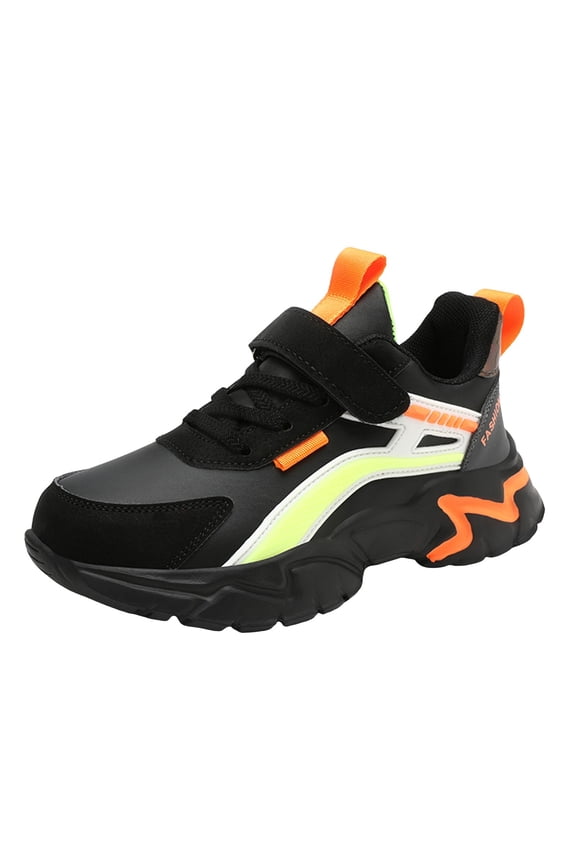 Girl Running Shoes Leather Walking Shoes Lightweight SoftSoled Kids Sneakers Girls Black (Little kid/Big kid),13