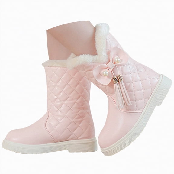CAICJ98 Girl Snow Boots Fashion Warm Lined Princess Shoes Lightweight Mid Calf Winter Boots for Girls (Little Kid/Big Kid),11