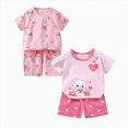 thumbnail image 1 of CAICJ98 Girl Toddler Baby Summer Clothes 3 6 12 18 24 Months 2T 3T 4T 5T Girls Outfits Short Sleeve Shirt with Elastic Waist Shorts Cute Print Dailywear Set 4Pcs,Size 3-6 Months, 1 of 4