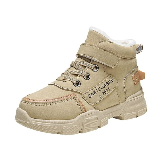 CAICJ98 Girl Winter Boots Waterproof Slip Outdoor Warm Snow Boots Toddler Boy Khaki (Little Kid/Big Kid),3.5