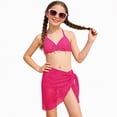 thumbnail image 1 of CAICJ98 Girl's 3 Piece Swimsuits with Cover Up Skirt Halter Triangle Bathing Suits for Girls Bikini Set (8-9 Years,Hot Pink), 1 of 7