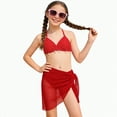 thumbnail image 1 of CAICJ98 Girl's 3 Piece Swimsuits with Cover Up Skirt Halter Triangle Bathing Suits for Girls Bikini Set (8-9 Years,Red), 1 of 7