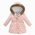 thumbnail image 1 of CAICJ98 Girl's Winter Coat Jacket Hooded Kids Toddler Flower Print Parka Outwear Warm Cotton Puffer Hooded Jacket (Light Pink,2-3 Years), 1 of 3