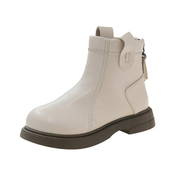 CAICJ98 Girls Ankle Booties Boys Girls Side Zipper Lace Up Work Boots Combat Kids Boots Boys White (Toddler/Little Kid/Big Kid),1