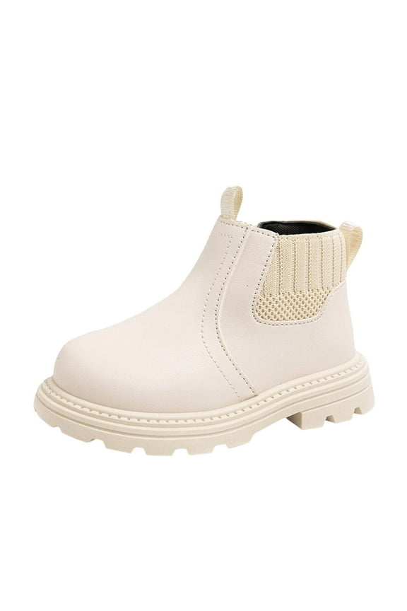 Girls Ankle Boots Fashion Kids Solid Color Boots Toddler Boy White (Toddler/Little Kid),8