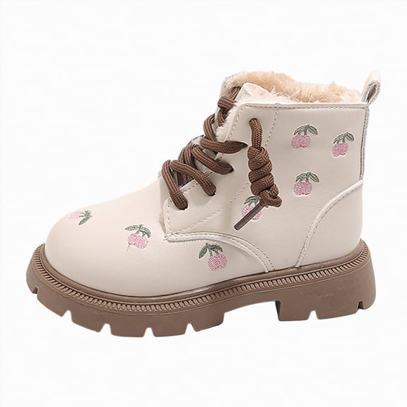 CAICJ98 Girls Ankle Boots Lace Up Boots Platform Riding Boots Side Zipper Lug Sole Combat Boots for Girls (Toddler/Little Kid/Big Kid),13.5