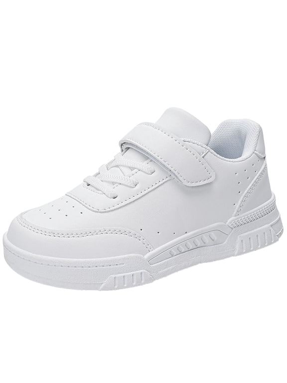 Girls Athletic Shoes Kids Lightweight Breathable Strap Athletic Sneaker for Boys White (Little kid/Big kid),2