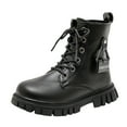 thumbnail image 1 of CAICJ98 Girls Boots Hiking Outdoor Waterproof Lace-up Comfort Urban Styled Work Boots for Kids Black (Little Kid/Big Kid),2.5, 1 of 7