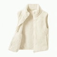thumbnail image 1 of CAICJ98 Girls' Boys Sherpa Fleece Vest Toddler Kids Outwear Lightweight Solid Color Cute Jacket with Pockets Toddler Sherpa Vest (White,8-9 Years), 1 of 7