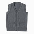 thumbnail image 1 of CAICJ98 Girls Boys Uniform Cotton V-Neck Sweater Vest Knit Sweater Cardigan with Button Fall Clothes (Dark Gray,5-7 Years), 1 of 4