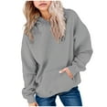 thumbnail image 1 of CAICJ98 Girls Casual Long Sleeve Hoodies Cute Oversized Fleece Pocket Sweatshirt Tops with Hood Grey,1-2 Years, 1 of 5