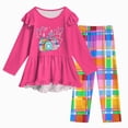 thumbnail image 1 of CAICJ98 Girls Clothes 2 Piece Fall Winter Ruffle Long Sleeve Shirt Top Print Pants Outfits for Teen 9-14Y Tween Girl Fashion Clothing Set, 1 of 8