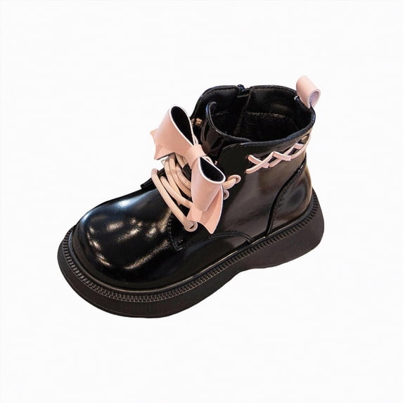 CAICJ98 Girls Combat Boots Side Zipper Lace Up Riding Boots Dress Ankle Boots for Toddler Girl (Toddler/Little Kid/Big Kid),6