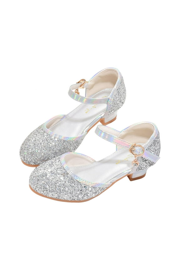 Girls Dress Shoes Glitter Sequins Low Heels Pumps Princess Party Dance Shoes Rhinestone Sandals Girls (Little Kid/Big Kid),13