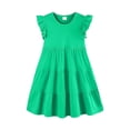 thumbnail image 1 of CAICJ98 Girls Dresses Cotton Ruffle Sleeve Summer Dresses for Todder Girls Tiered Swing A-Line Cute Midi Casual Sundress Green,4-5 Years, 1 of 3