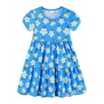 thumbnail image 1 of CAICJ98 Girls Dresses Cotton Ruffle Sleeve Summer Dresses for Todder Girls Tiered Swing A-Line Cute Midi Casual Sundress Sky Blue,7-8 Years, 1 of 2