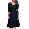 thumbnail image 1 of CAICJ98 Girls Dresses Women's Lace Long Sleeve Dress V-Neck Elegant Tight Folds Dresses Dark Blue,L, 1 of 3