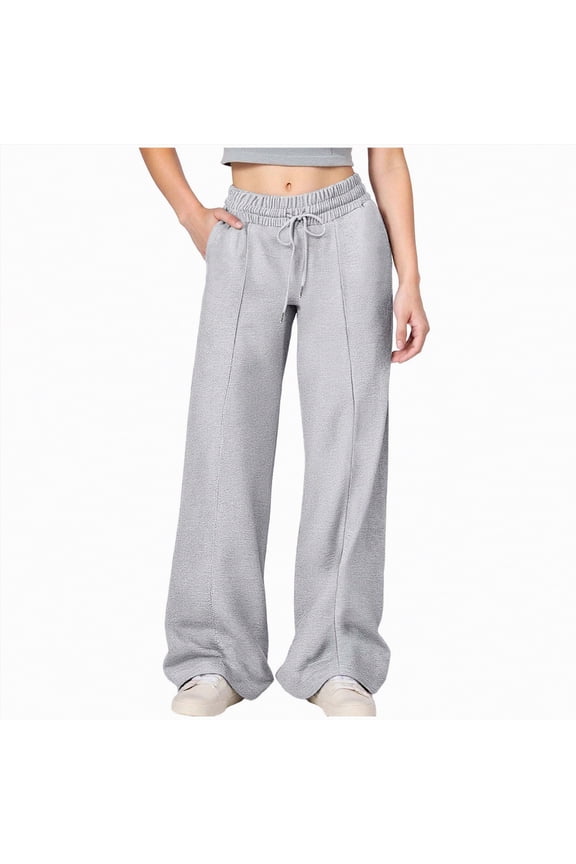 Girls High Waisted Pants Girls Casual Girls Jogger Pants Kids Wide Led Long Trousers with Pockets Sweat Pants Girls (Light Gray,10-11 Years)