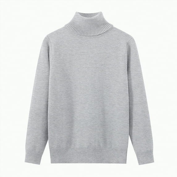 CAICJ98 Girls Mock Neck Pullover Sweaters Casual Long Sleeve Knit Sweater Toddler Girl Jumper Tops Grey,7-9 Years