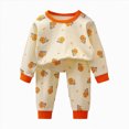 thumbnail image 1 of CAICJ98 Girls Pajamas Snug Fit Graphic Long Sleeve Top and Pants 2 Piece Pjs Set Toddler Sleepwear Baby Clothes for Girls (Orange,1-2 Years), 1 of 6