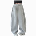 thumbnail image 1 of CAICJ98 Girls Pants Y2K Wide Leg Sweatpants Drawstring Waist Jogger Pants with Pockets (Light Gray,9-10 Years), 1 of 8