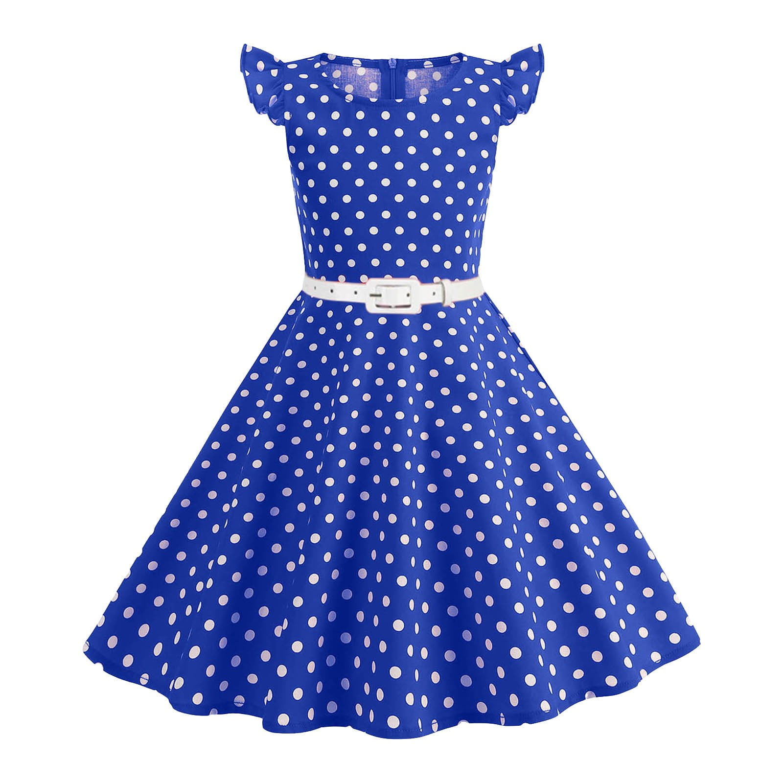 CAICJ98 Girls Ruffle Sleeve 50s Style Dress Girls Vintage Dresses Audrey  50's Retro Dress for Toddler Girls 1950s Polka Dot Rockabilly Swing Party Dresses  Blue,8-9 Years - Walmart.com