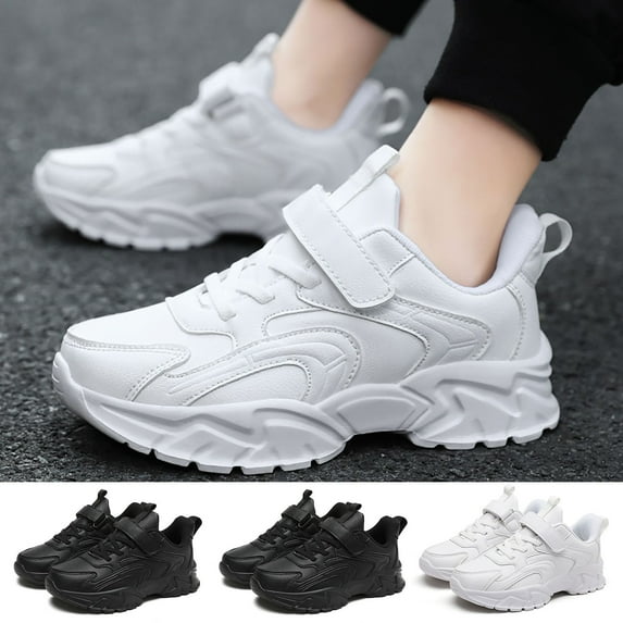 CAICJ98 Girls' Running Shoes Comfort Leather Casual School Shoes Athletic Sneakers for Girls White,5.5(Little Kid/Big Kid)