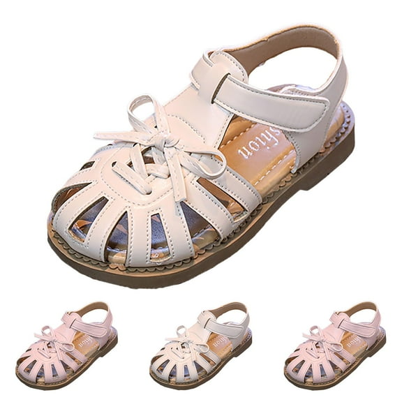 CAICJ98 Girls Sandals Closed-Toe Flower Summer Dress Shoes for Girls (Little Kid/Big Kid),12