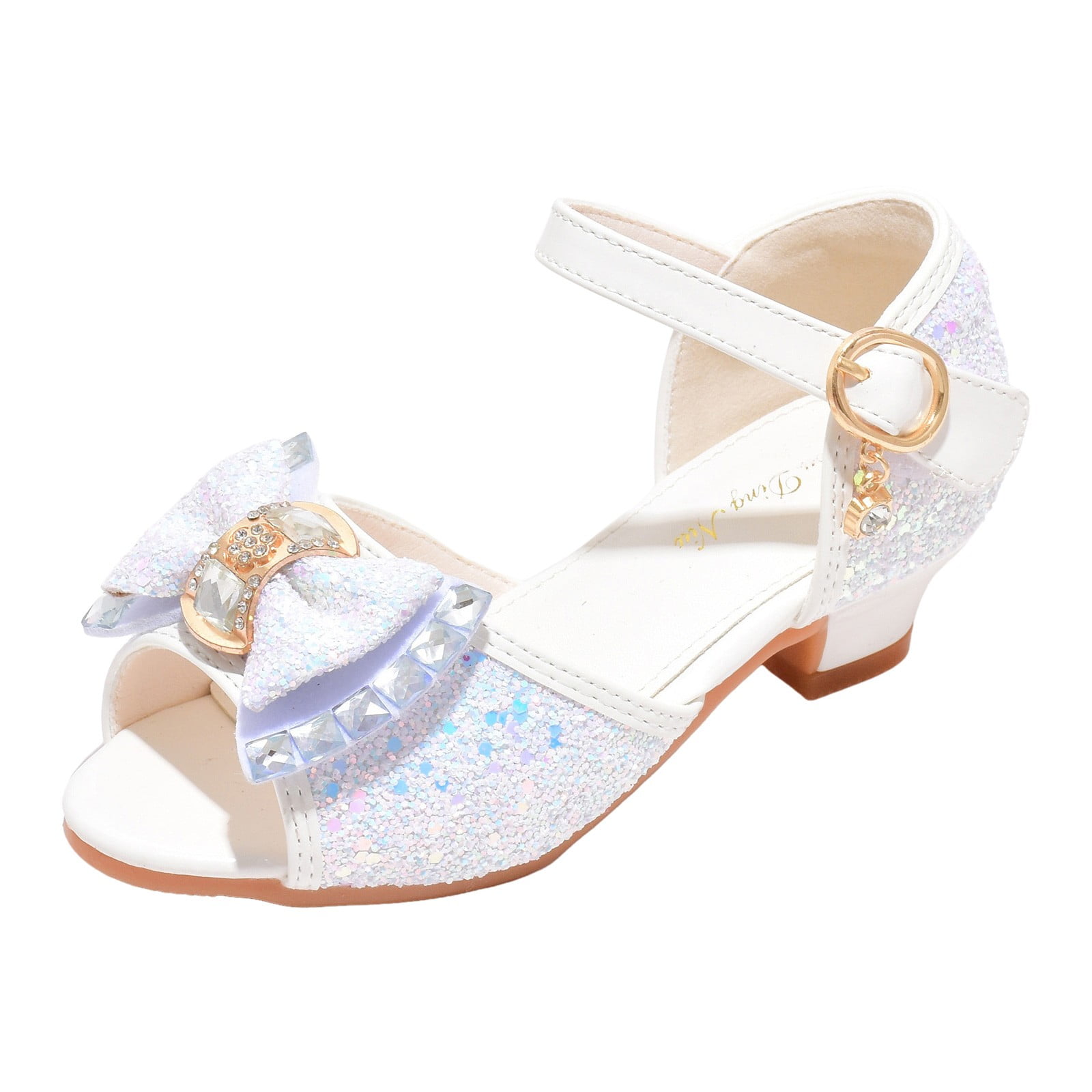 Girls Princess Wedding Party Dress Shoes Mary Jane Low Heel shoes with Rhinestone(Toddler/Little Kid/Big Kid)