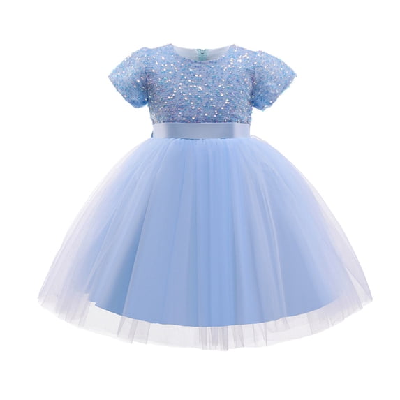 CAICJ98 Girls Sequin Dress Pageant Toddler Girl Dress Party Sparkly Flower Girl Dresses Wedding Birthday Gown Blue,2-3 Years
