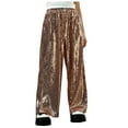 thumbnail image 1 of CAICJ98 Girls Sequin Flare Pants Sparkle Bell Bottoms Toddler Kids Elastic Waist Glitter Disco Dance Trousers with Pockets Gold,4-5 Years, 1 of 7