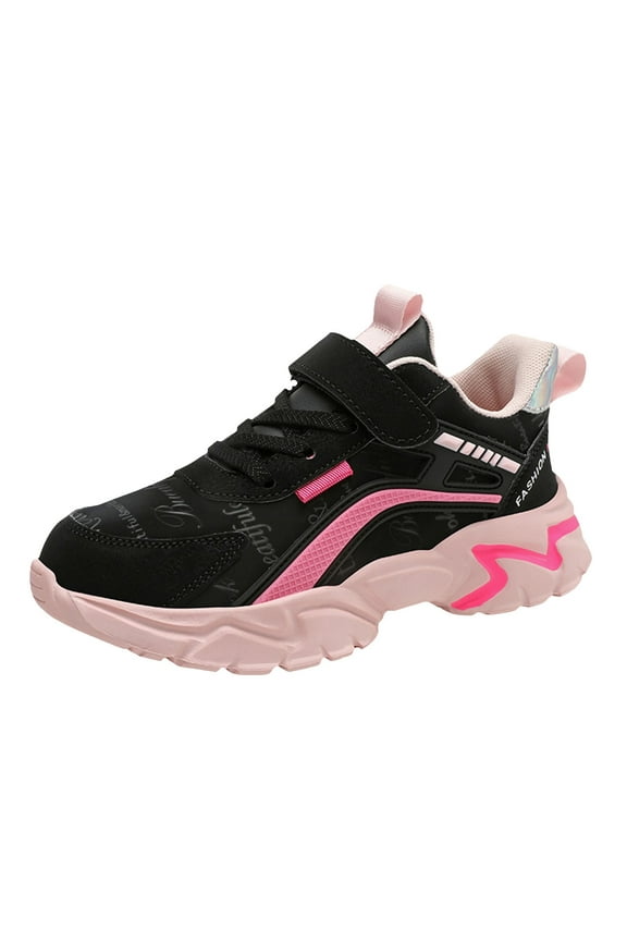 Girls Sneaker Lightweight Breathable Leather Strap Athletic Kids Running Shoes Girls Hot Pink (Little kid/Big kid),13