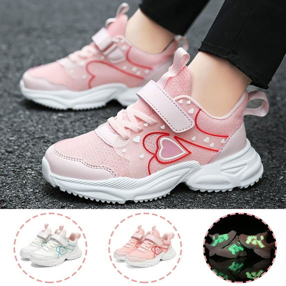 CAICJ98 Girls Sneakers Kids Breathable Mesh Casual Athletic Running Shoes for Girls Pink,2(Little Kid/Big Kid)